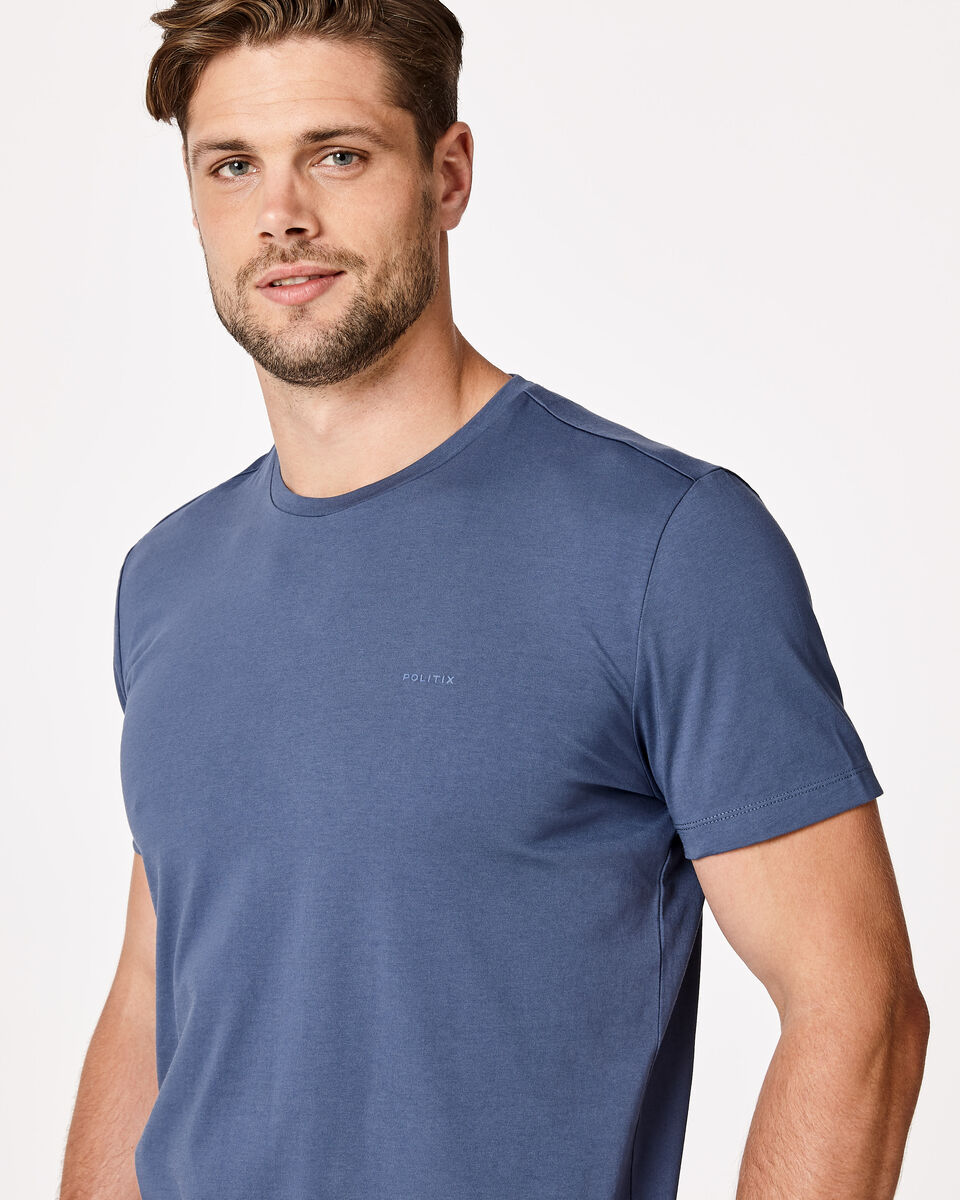 Plain Crew Tee, Smoke Blue, hi-res